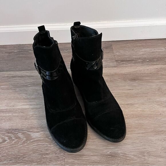 Donald j pliner‎ black leather suede western buckle ankle boots - Picture 5 of 7